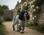Poppy en promenade dans le jardin clos